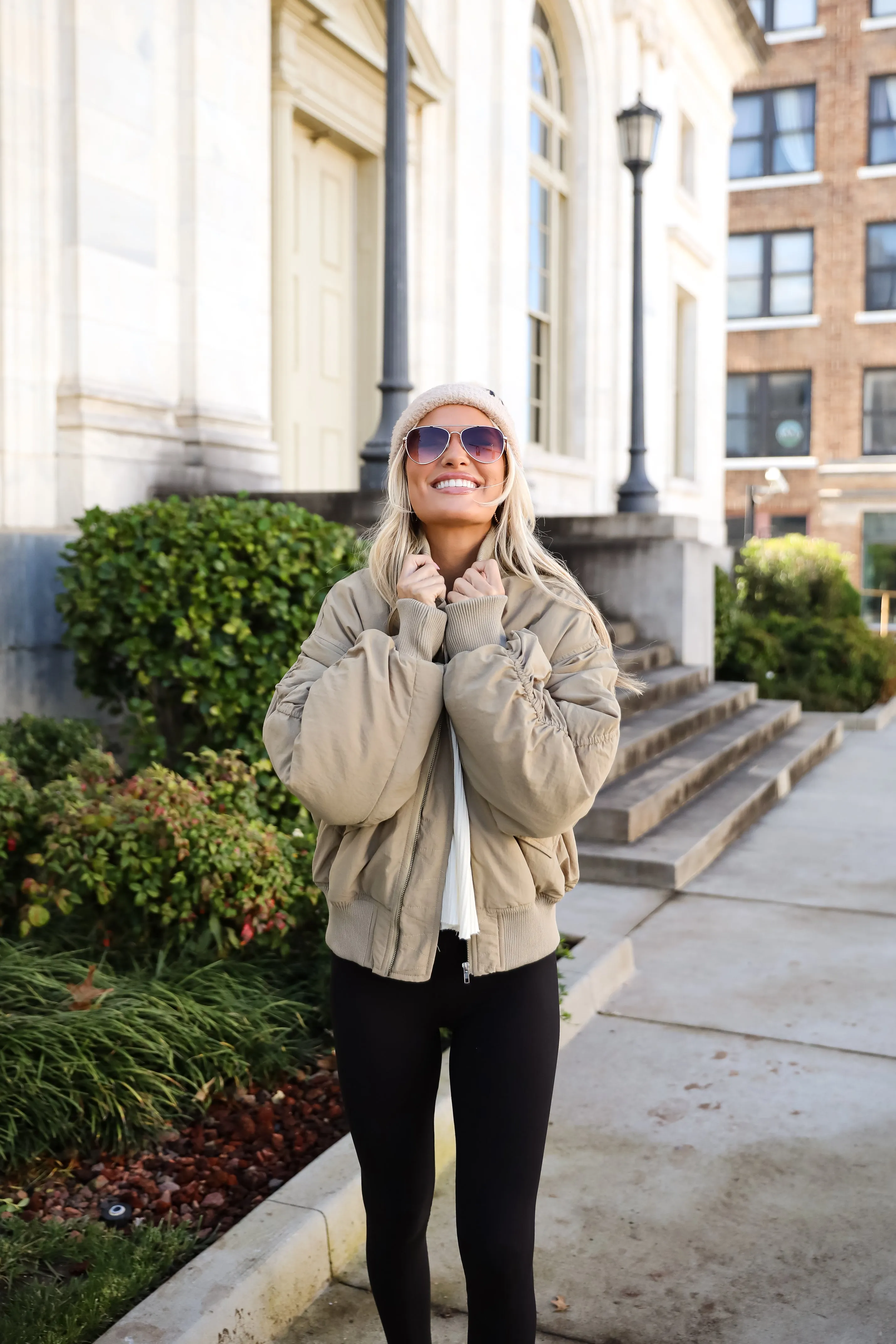 FINAL SALE - Coziest Forecast Light Olive Bomber Jacket