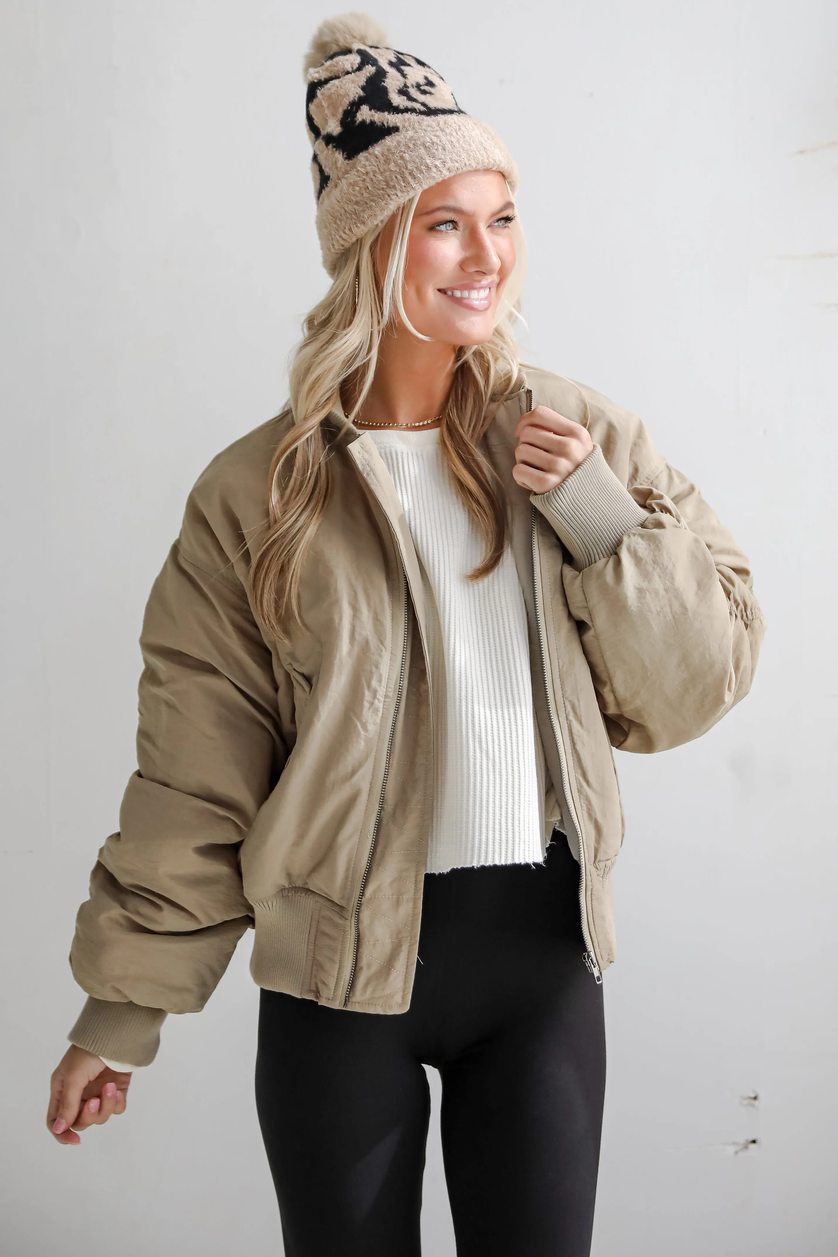 FINAL SALE - Coziest Forecast Light Olive Bomber Jacket