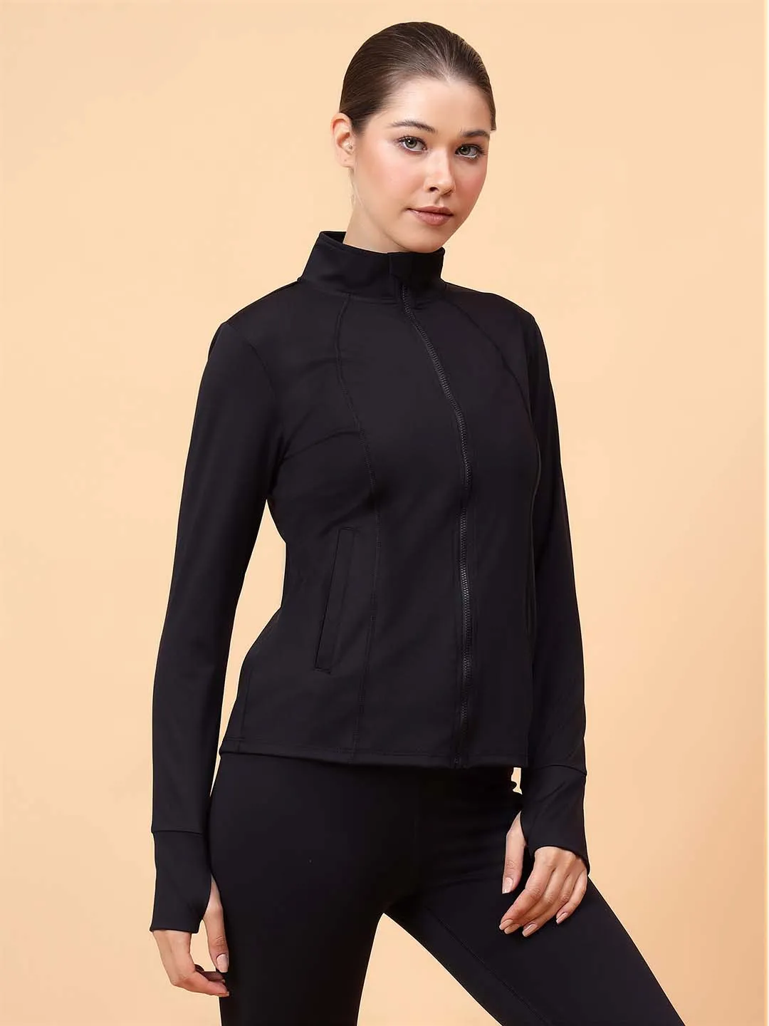 Fitkin Women Black Fit Move Run Jacket