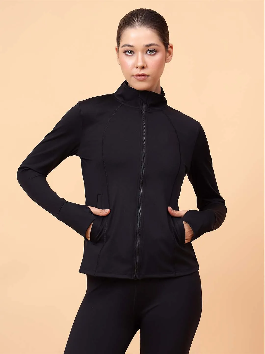 Fitkin Women Black Fit Move Run Jacket