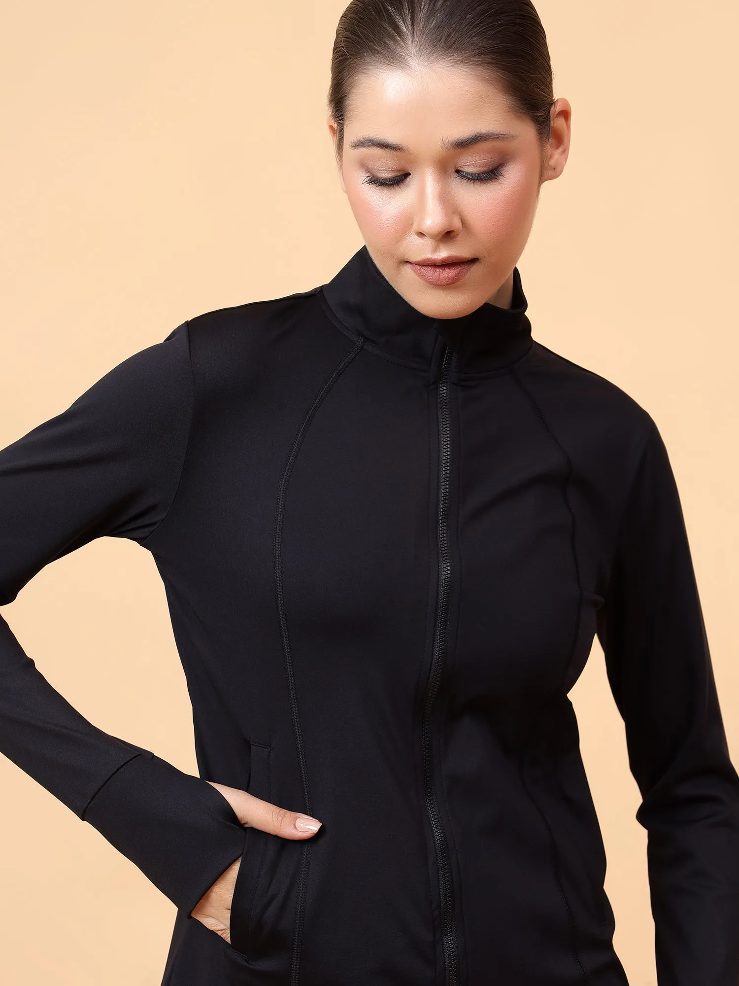 Fitkin Women Black Fit Move Run Jacket