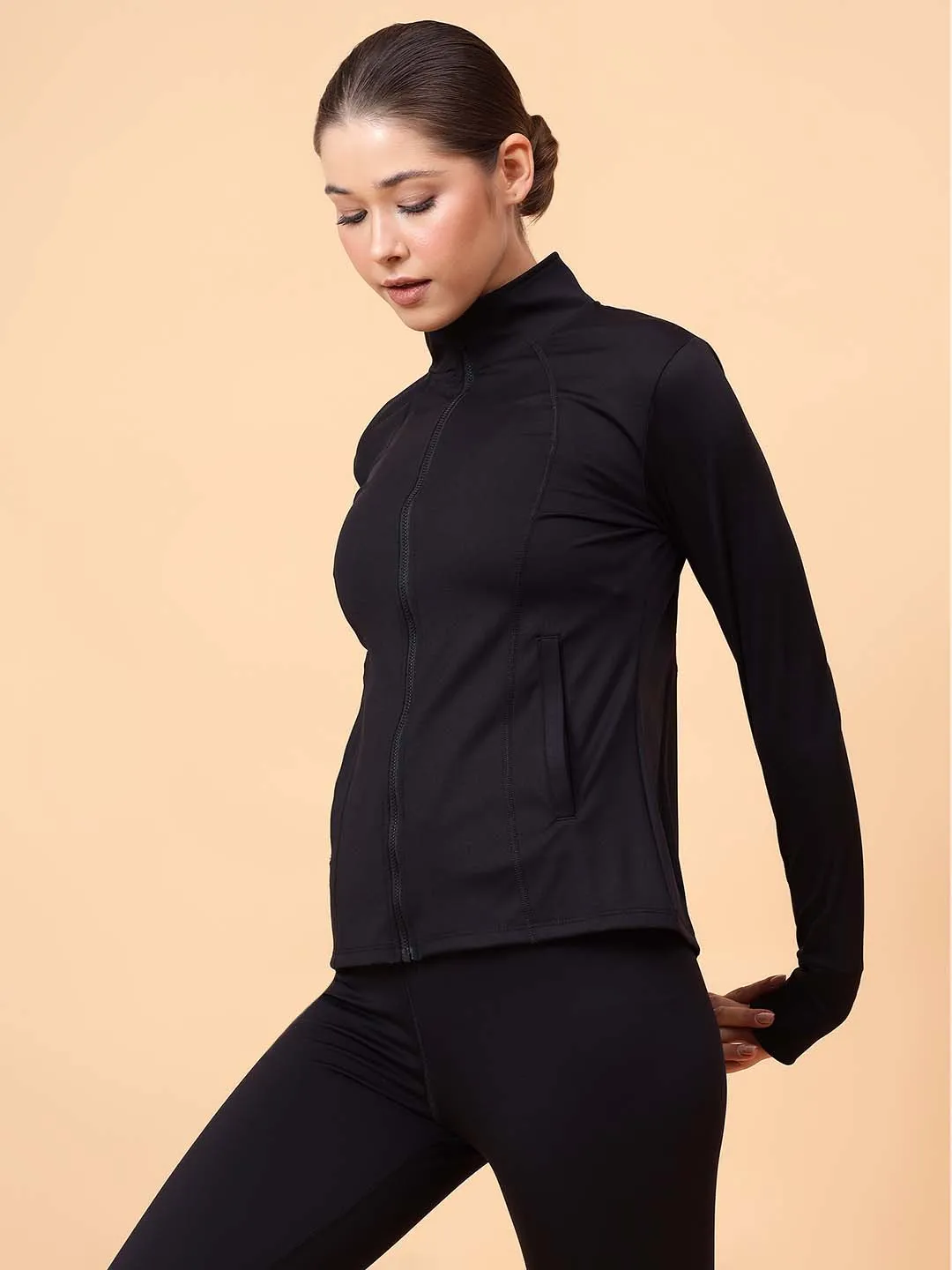 Fitkin Women Black Fit Move Run Jacket