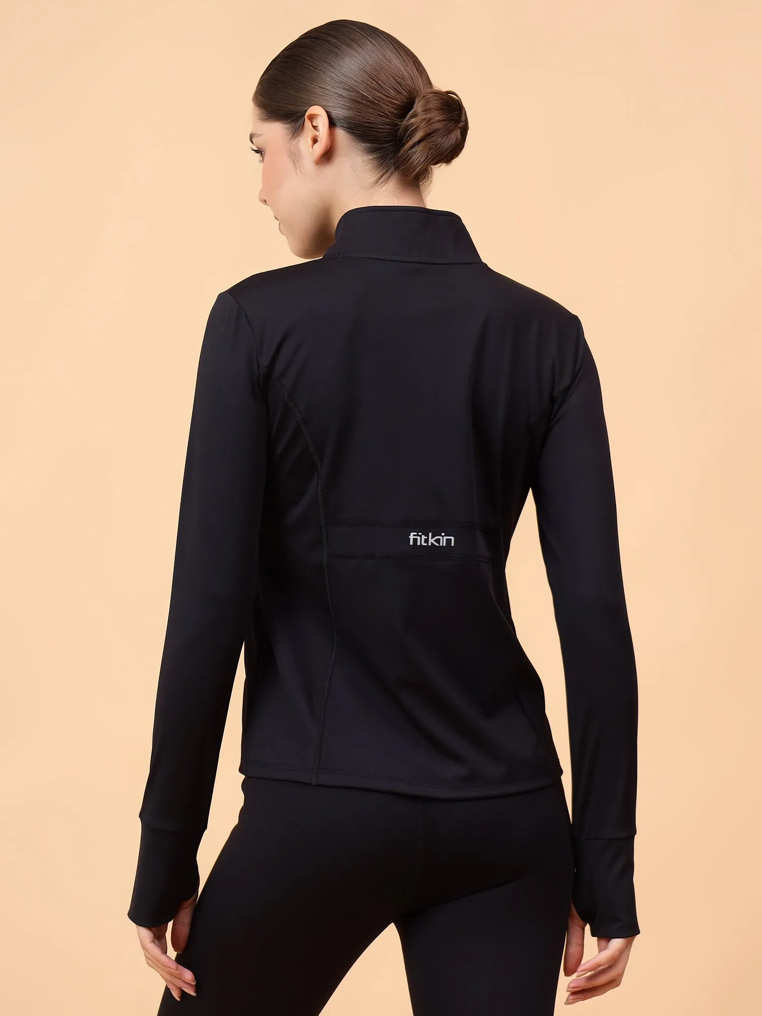 Fitkin Women Black Fit Move Run Jacket