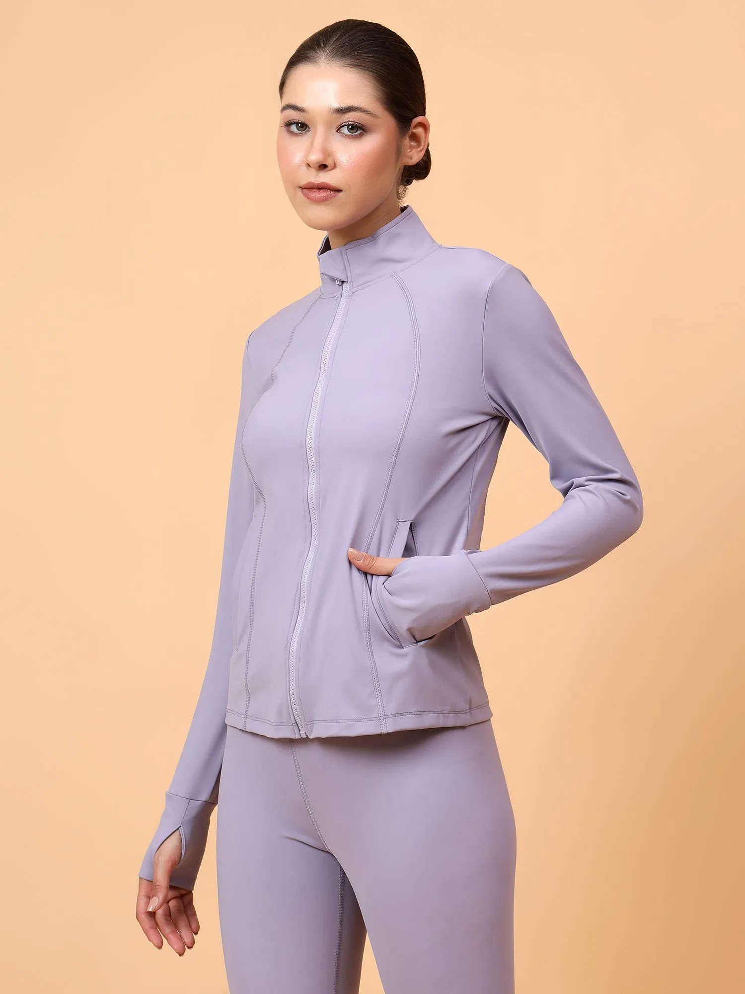 Fitkin Women Lavender Grey Fit Move Run Jacket