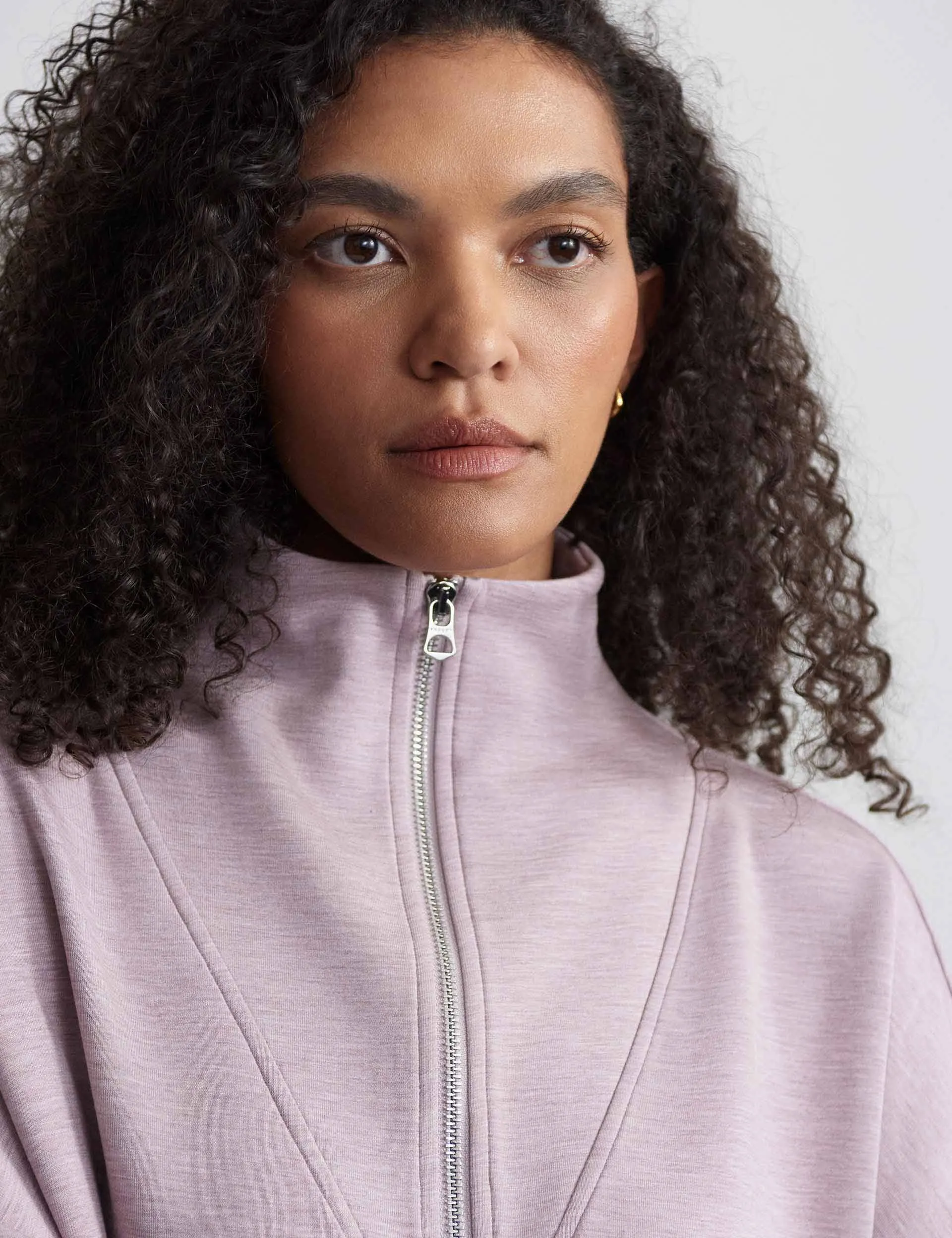 Hawley Half-Zip Sweat - Mauve Marl