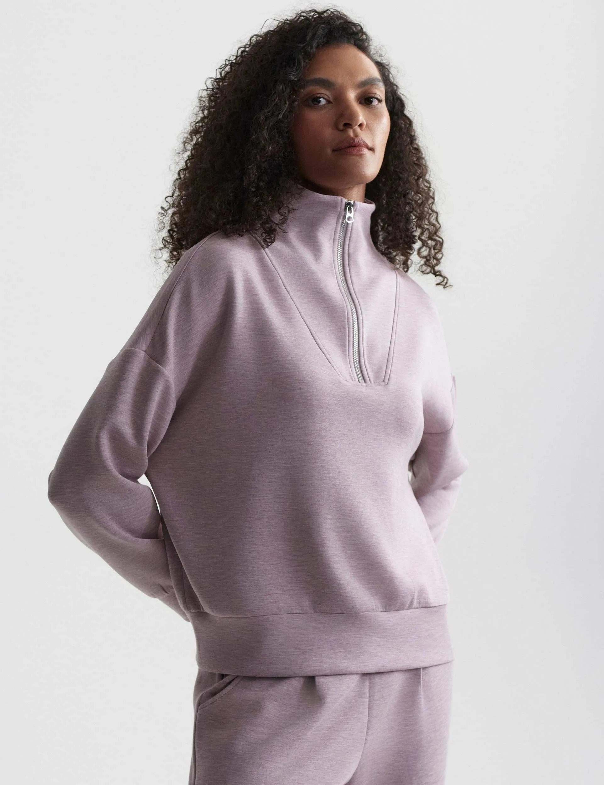 Hawley Half-Zip Sweat - Mauve Marl