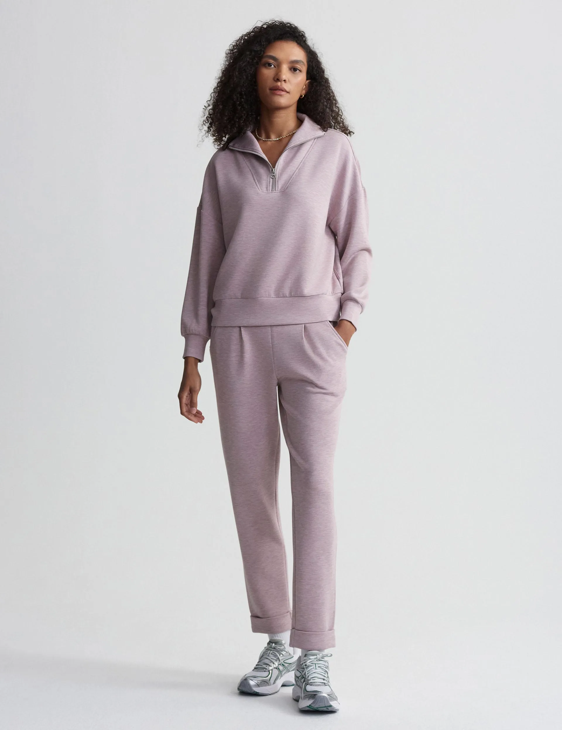 Hawley Half-Zip Sweat - Mauve Marl