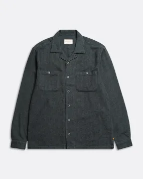 Hiro Shirt - Forest Green Herringbone