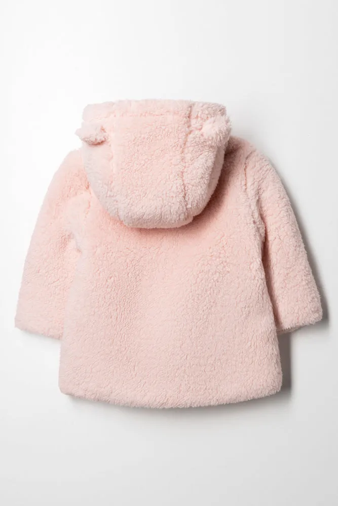 Hooded Sherpa Jacket Pink