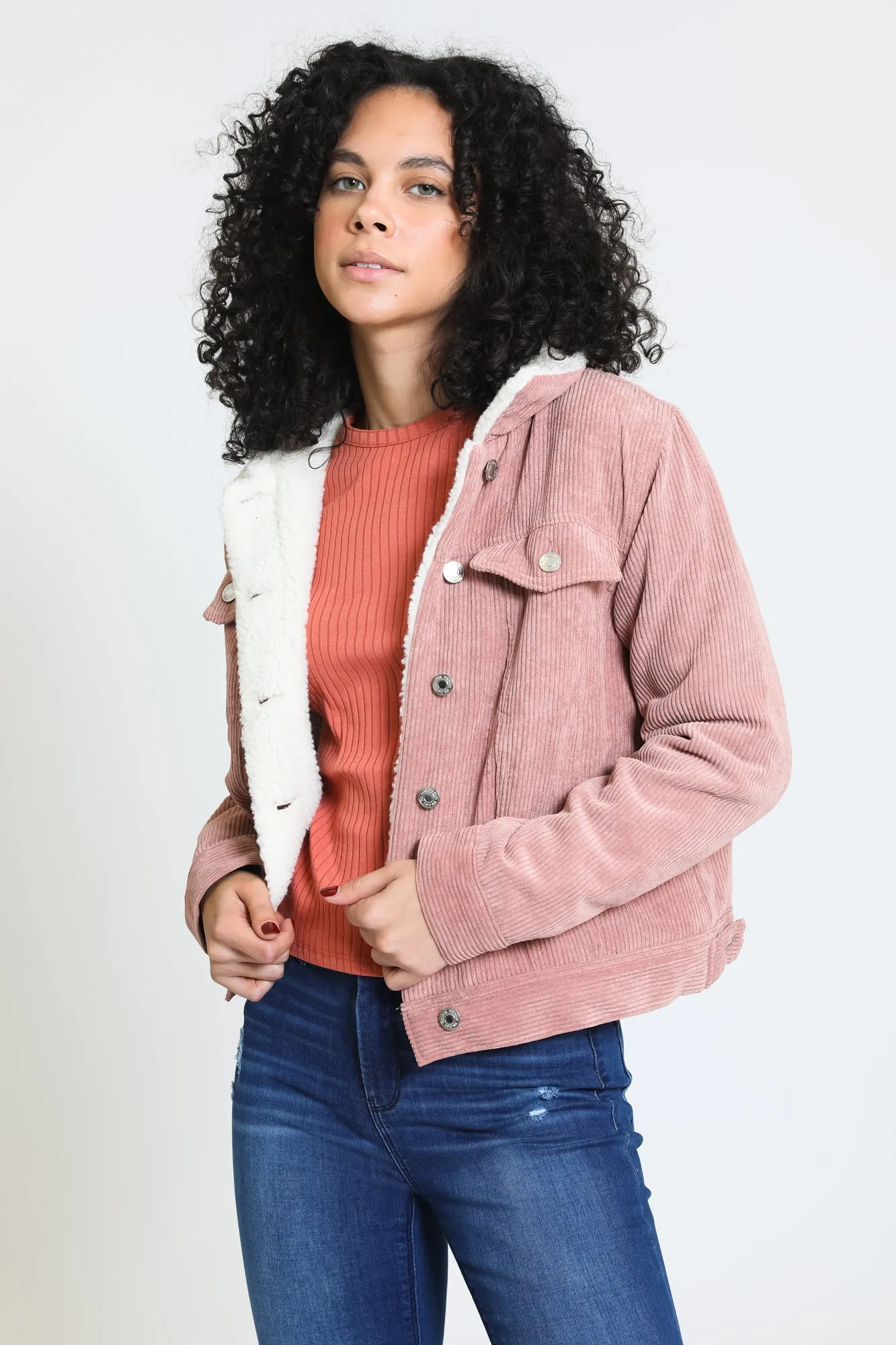 Iris Corduroy Sherpa Jacket - Mauve