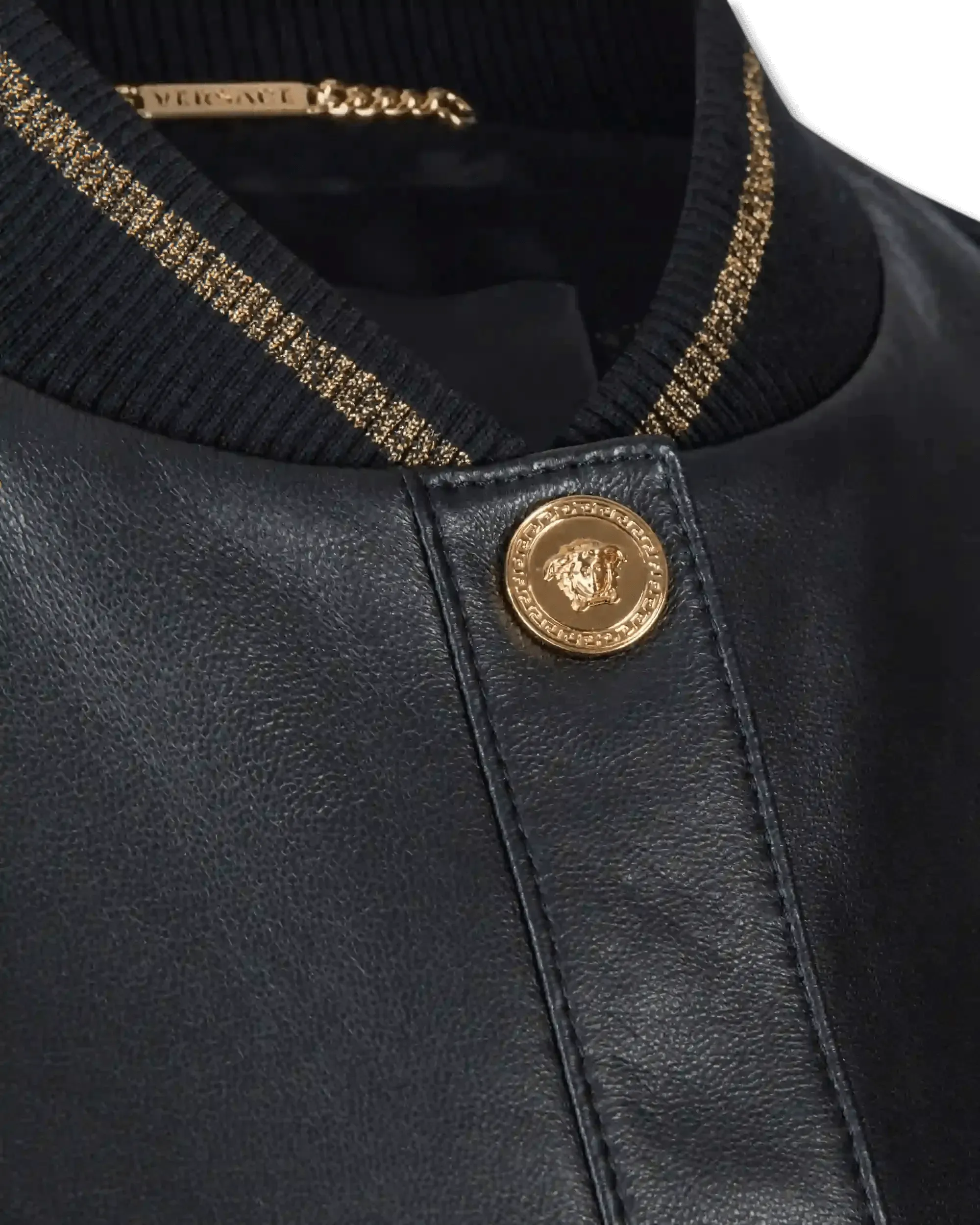 Jacquard Monogram Leather Bomber Jacket