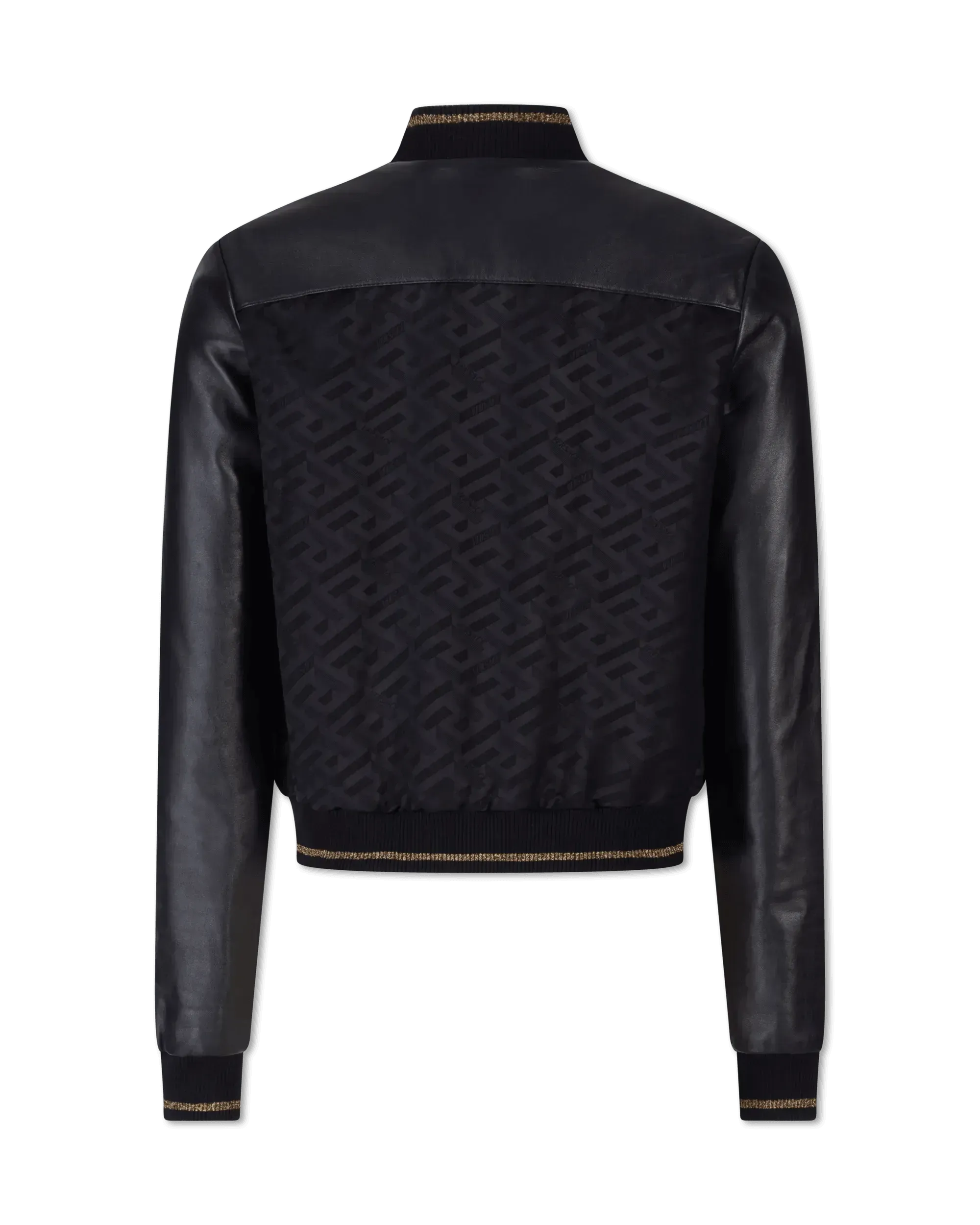 Jacquard Monogram Leather Bomber Jacket