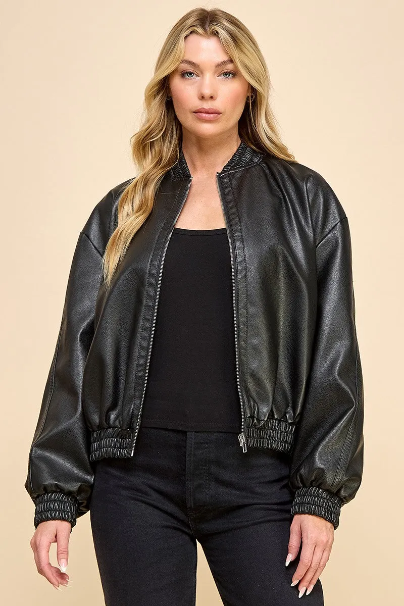 Jamelia Leather Bomber Jacket