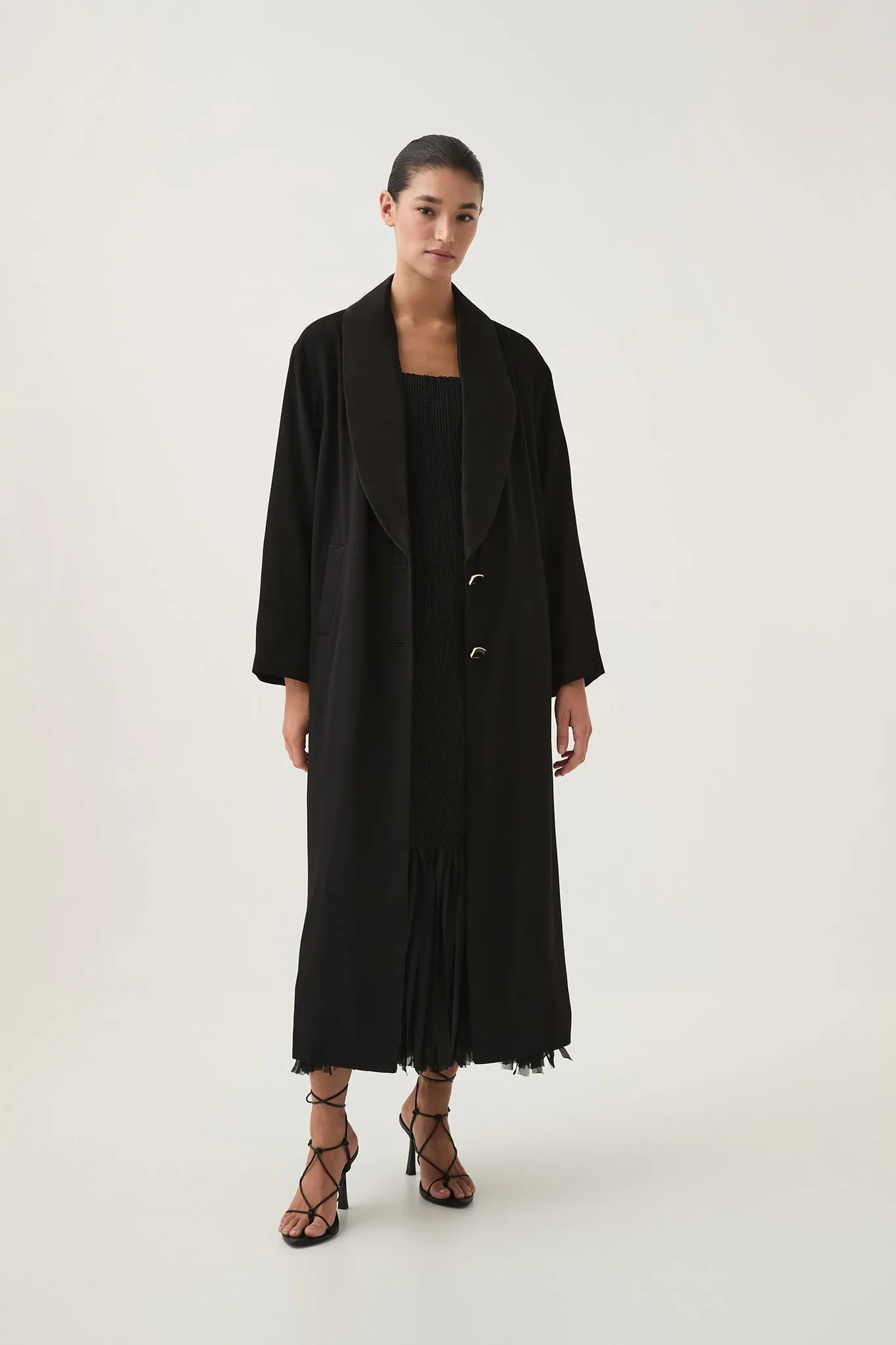 Kara Long Line Crepe Coat