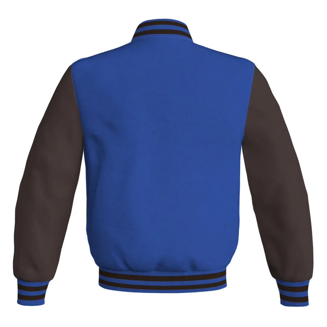 Letterman Jacket Blue Body and Brown Leather Sleeves Bomber Jacket