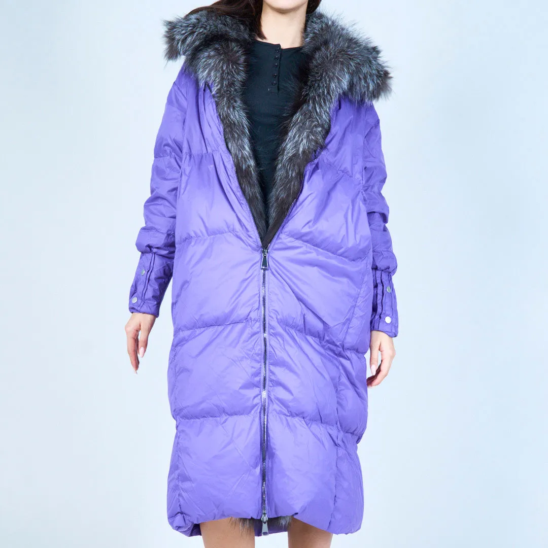 Luxe puffer duck down coat with faux fur collar wholesale