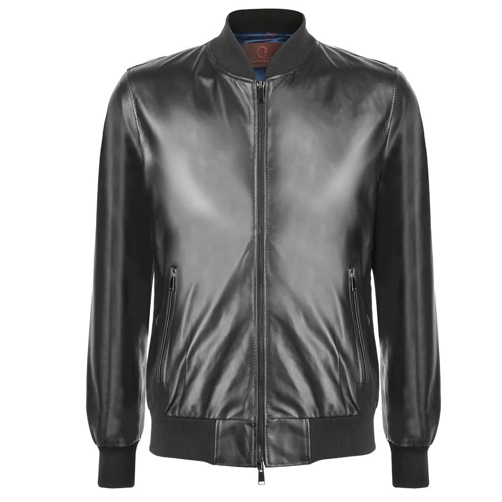 MCKINNON & CO Nappa Leather Bomber Jacket BLACK REG