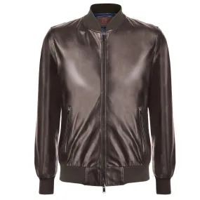 MCKINNON & CO Nappa Leather Bomber Jacket DARK BROWN REG