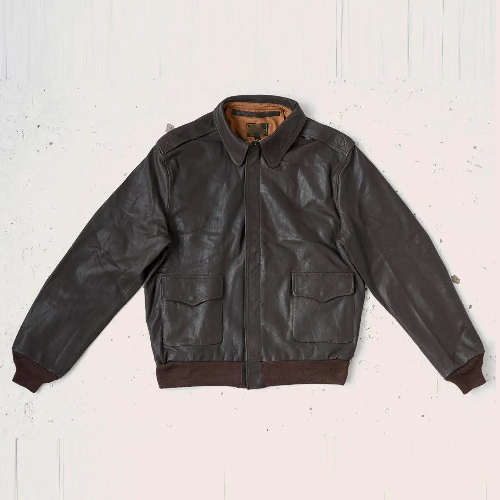 Men's Brown Horseskin A2 Flying Leather Bomber Jacket