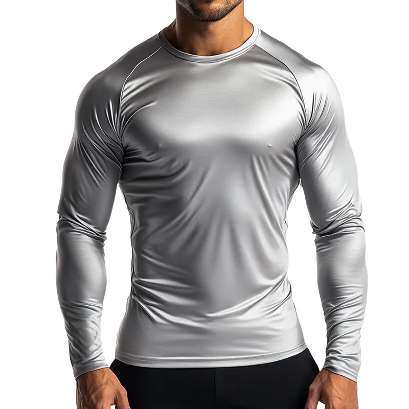 Men's Retro Casual Round Neck Slim Fit Long Sleeve T-Shirt 32187859TO