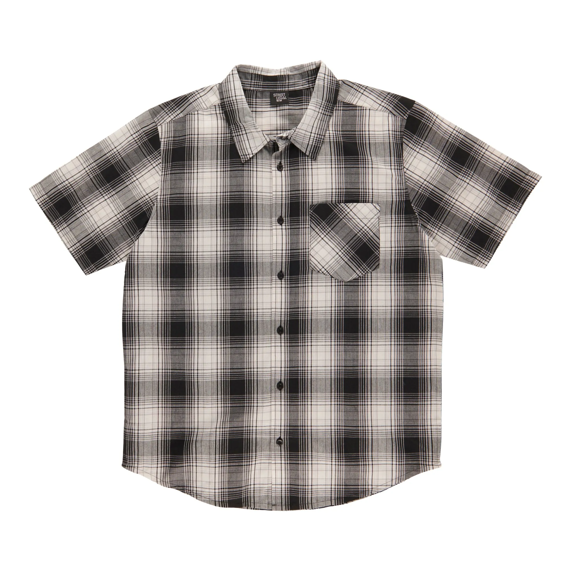 Men's Short Sleeve Plaid Button-Up Shirt