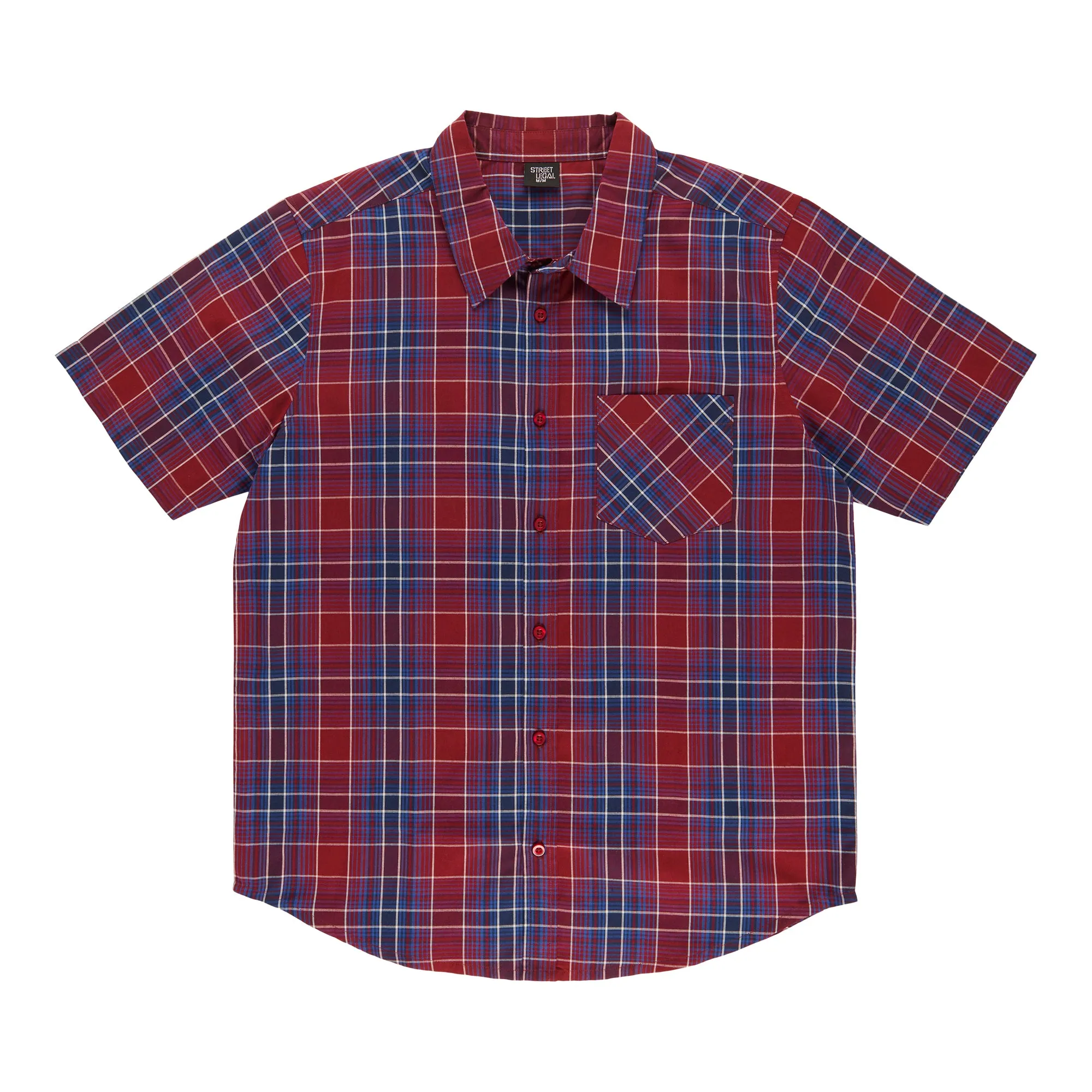 Men's Short Sleeve Plaid Button-Up Shirt