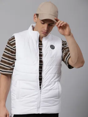 Mens Sleeveless Jacket - Lightweight Casual Winterwear  (White)