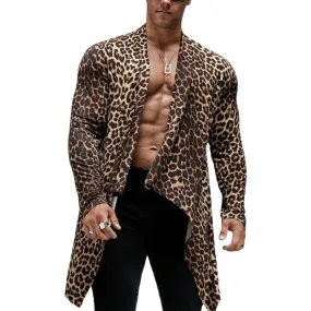 Men's Vintage Leopard Print Long Shirt 71923112U