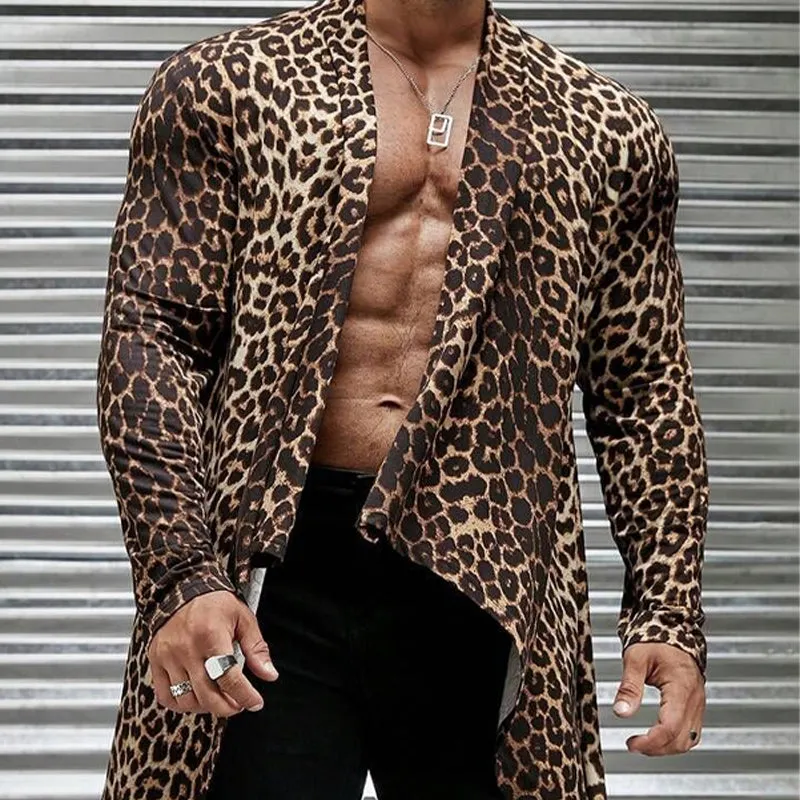 Men's Vintage Leopard Print Long Shirt 71923112U