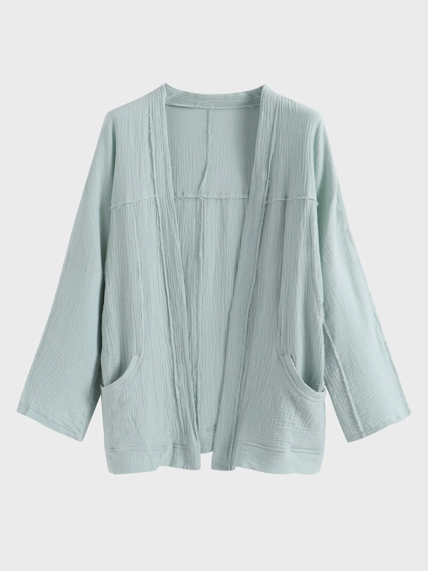 Midsize Laid-Back Open-Front Fray Shirt