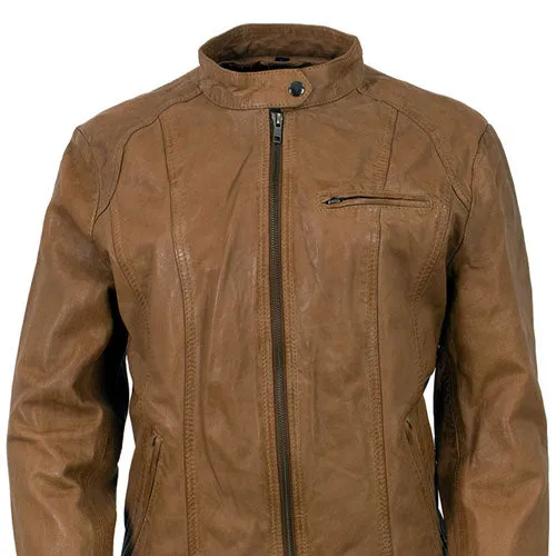 Milwaukee Leather Vintage SFL2811 Women's Cognac Zipper Front Motorcycle Casual Fashion Leather Jacket