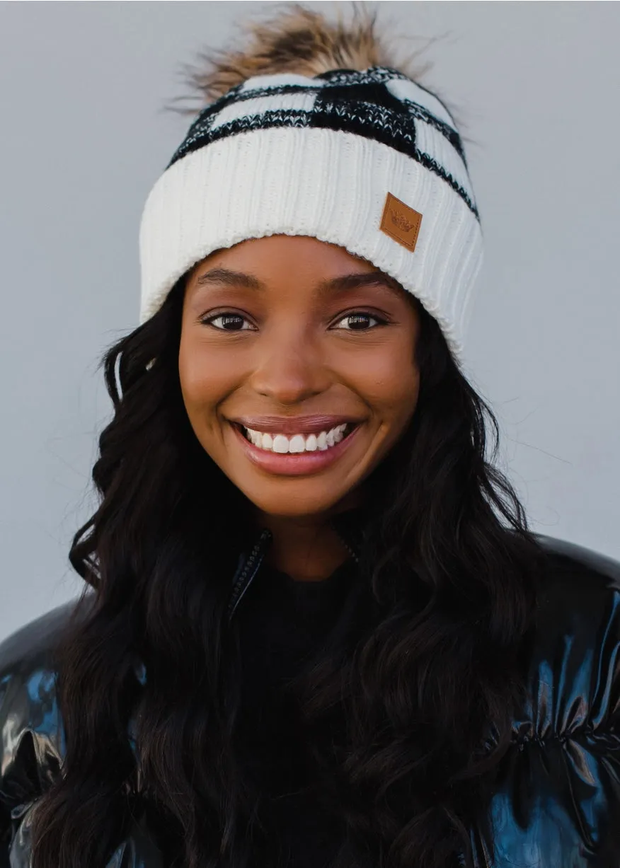 Panache Apparel Co. Fleece-lined Plaid Pom Beanie