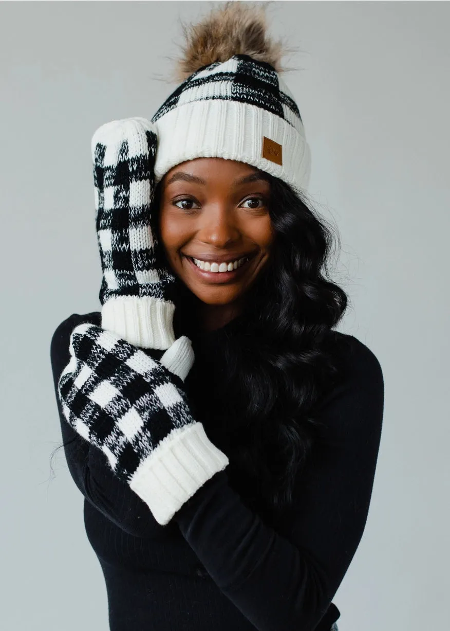 Panache Apparel Co. Fleece-lined Plaid Pom Beanie