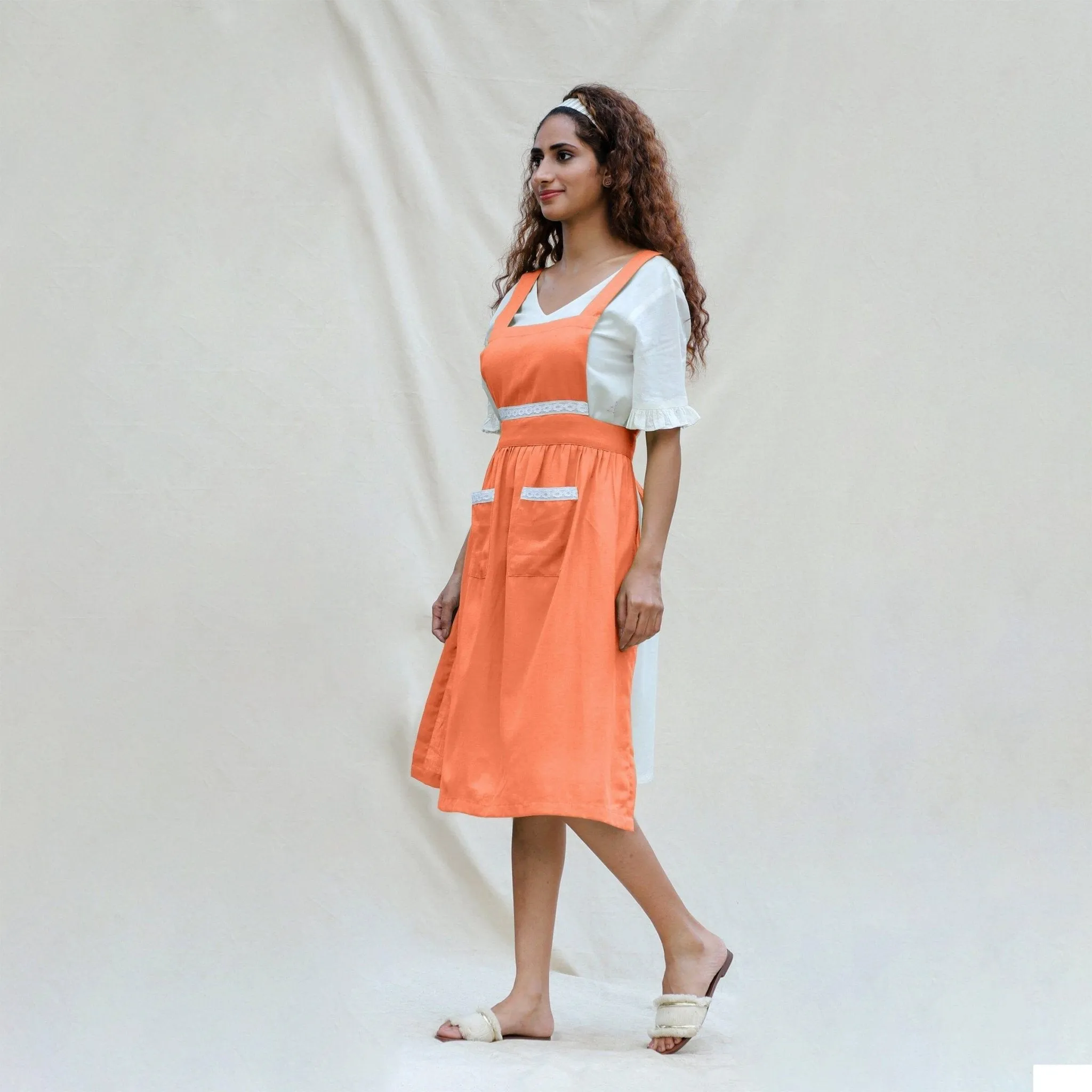 Peach Cotton Flax Comfort Fit Apron