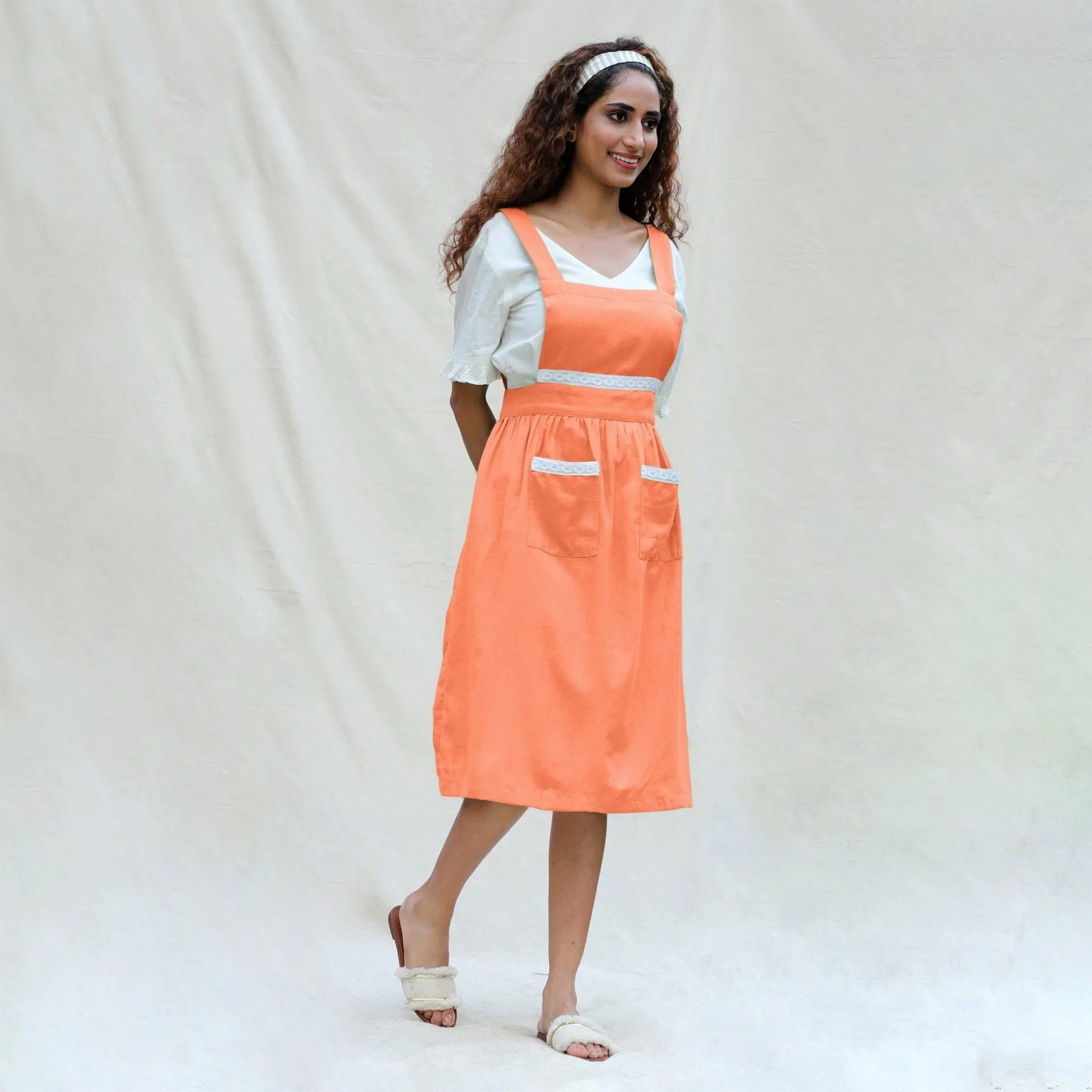 Peach Cotton Flax Comfort Fit Apron