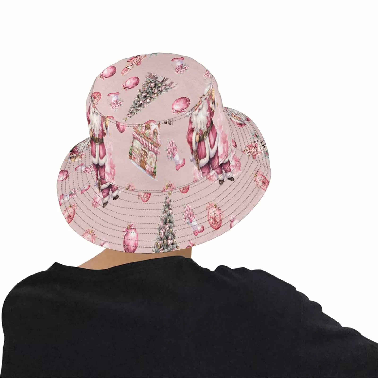 Pink Christmas 50  Unisex Summer Single-Layer Bucket Hat