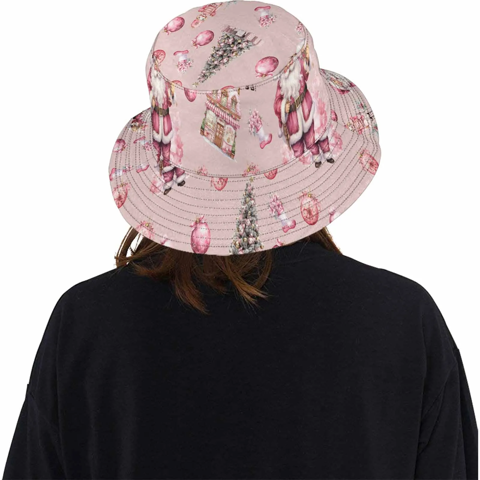 Pink Christmas 50  Unisex Summer Single-Layer Bucket Hat