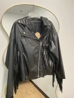 Pleather Moto Fringe Jacket