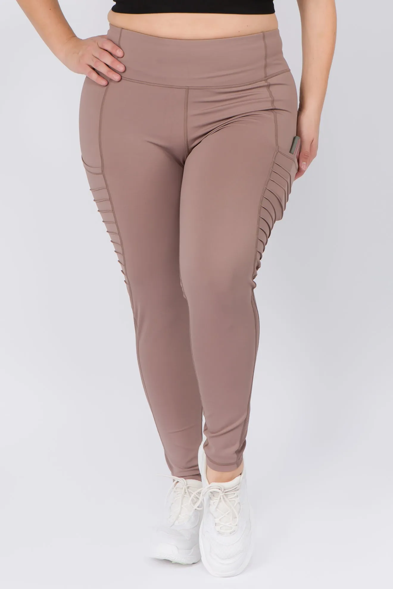 Plus Size Active Moto & Mesh Pocket Leggings