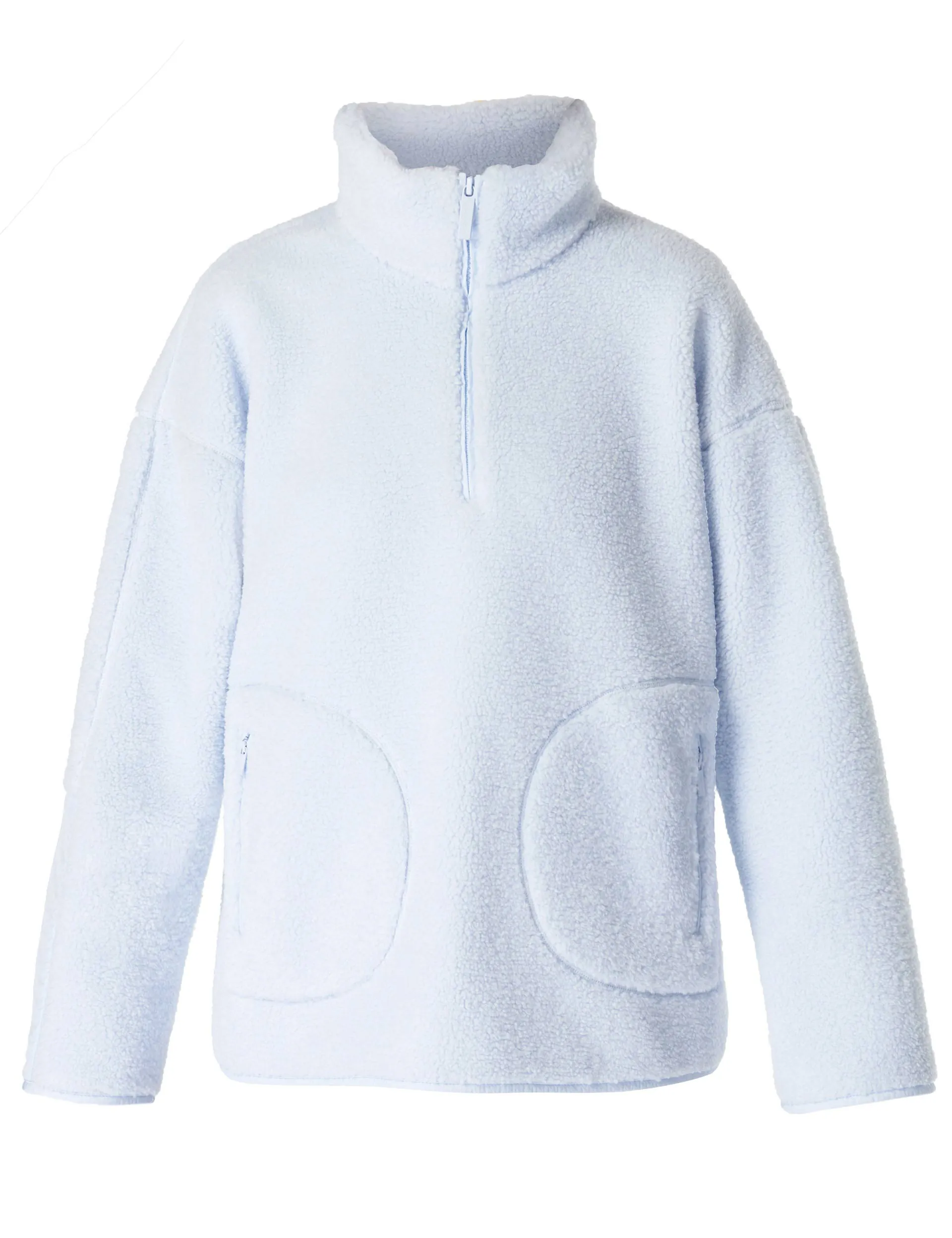 Plush Fleece Textured Half Zip - Salt Blue