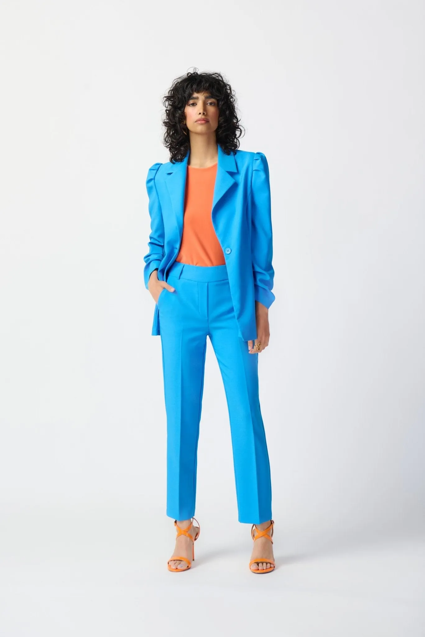 Puff Sleeve Lux Twill Blazer Style 241190 | French Blue