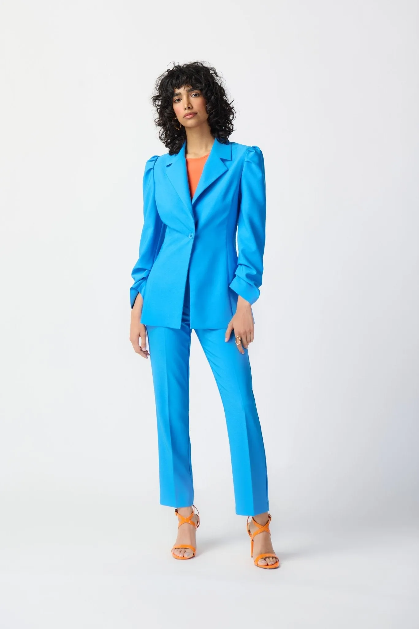 Puff Sleeve Lux Twill Blazer Style 241190 | French Blue