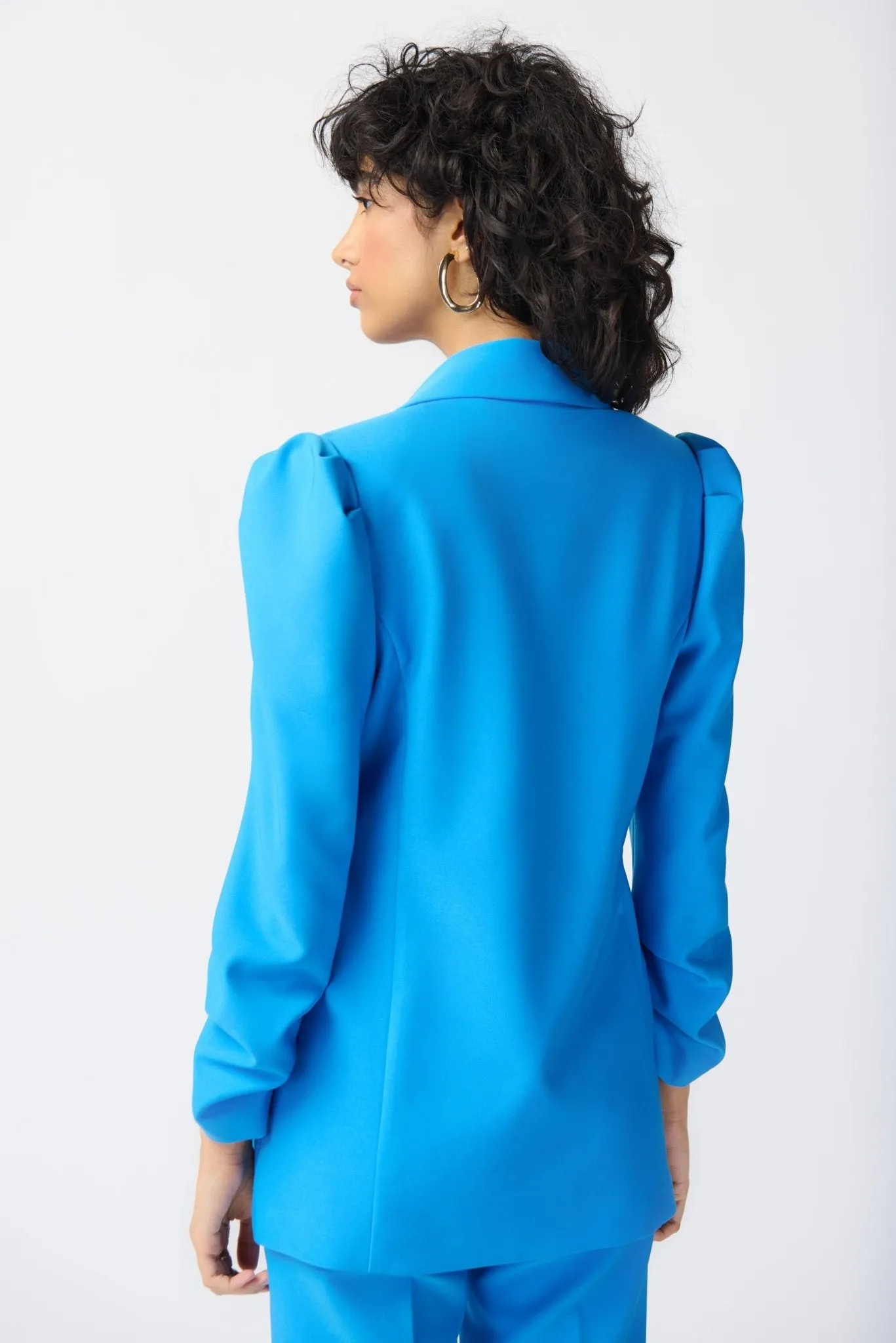 Puff Sleeve Lux Twill Blazer Style 241190 | French Blue