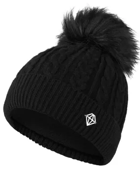 PURE GOLF Suzie Waterproof Lined Bobble Hat Black