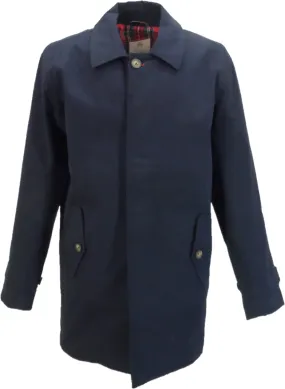 Real Hoxton Mens Navy Mac Coat