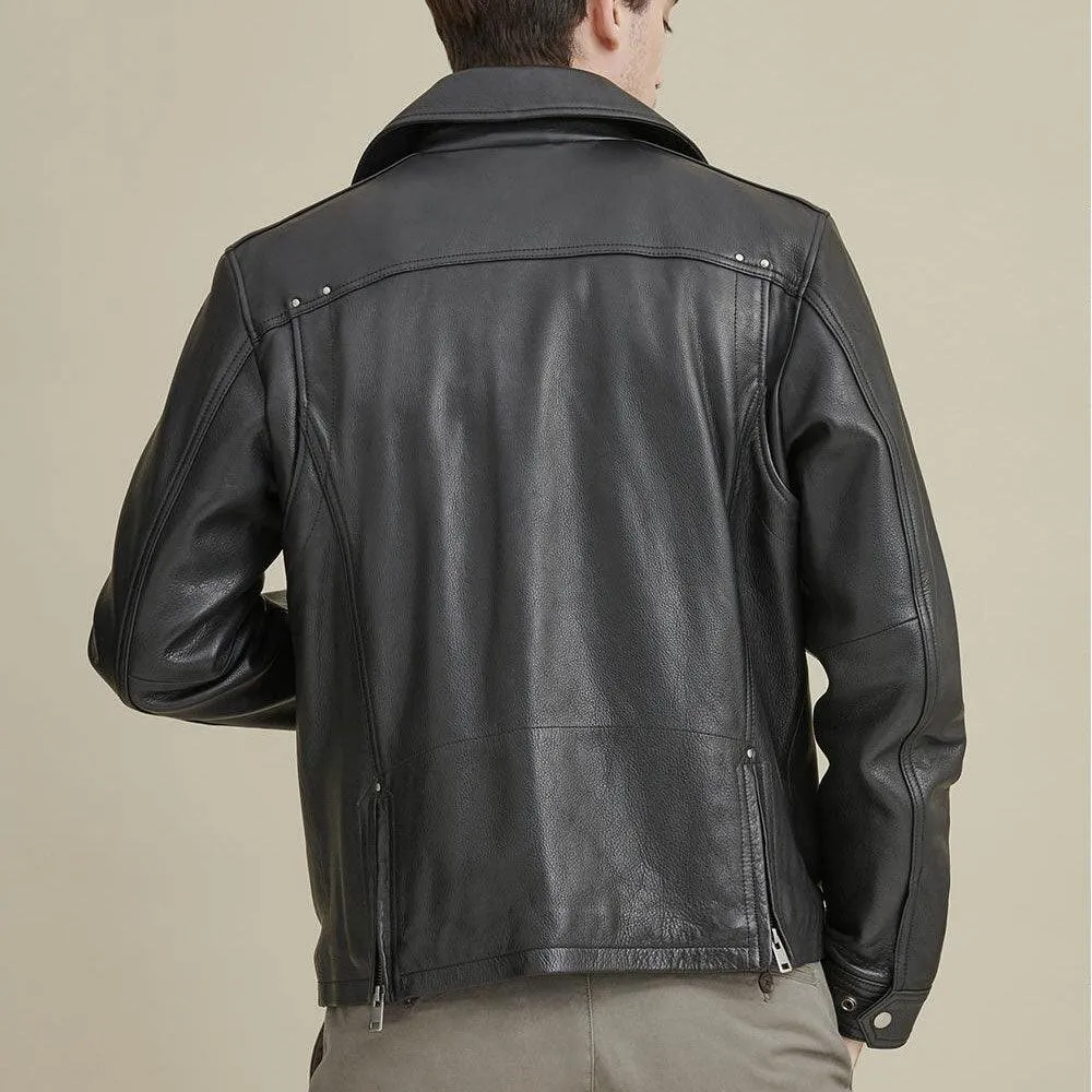 Real Leather Motorbike Moto Jacket For Men