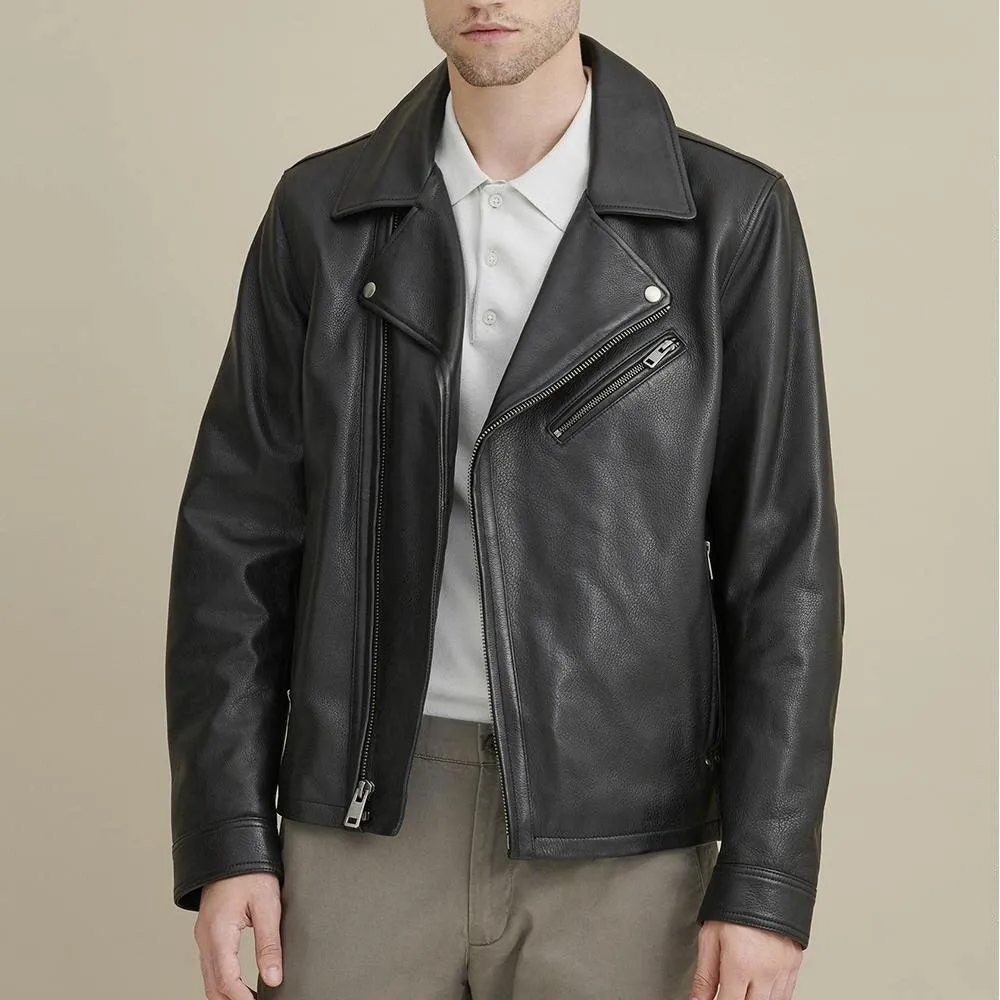 Real Leather Motorbike Moto Jacket For Men