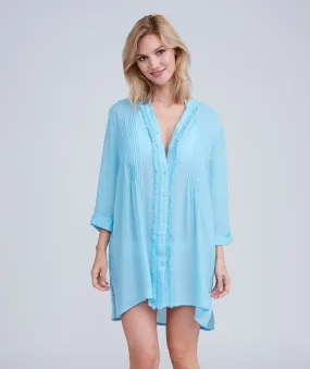 Reeva Beach Shirt  - Pale Turquoise