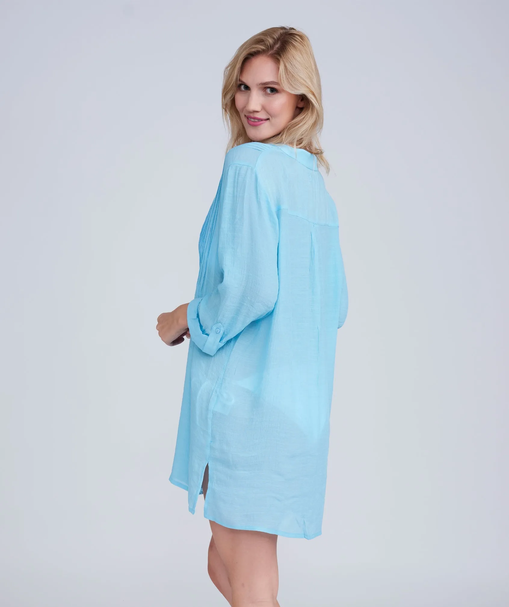 Reeva Beach Shirt  - Pale Turquoise