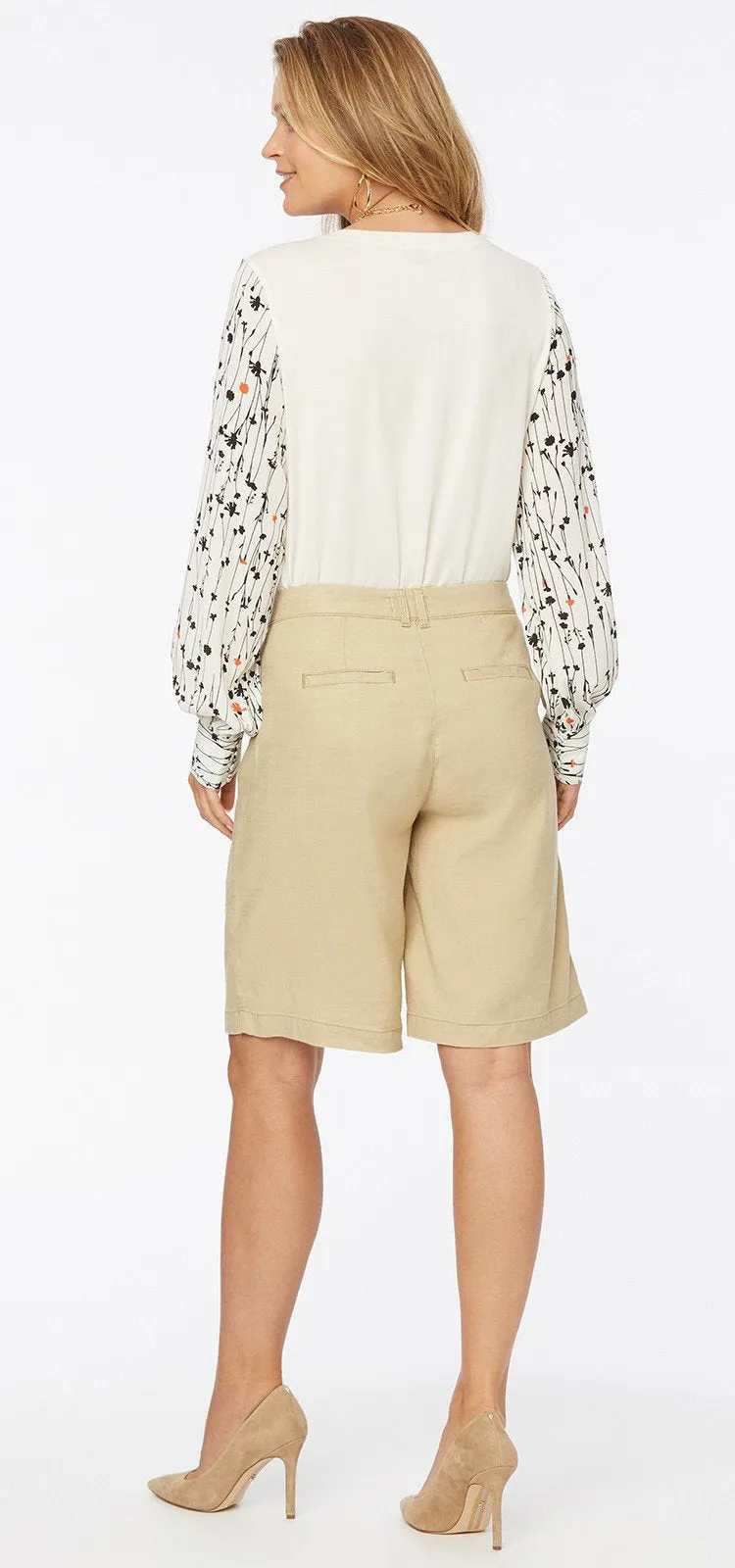 Relaxed Bermuda Short Sand Stretch Linen | Warm Sand